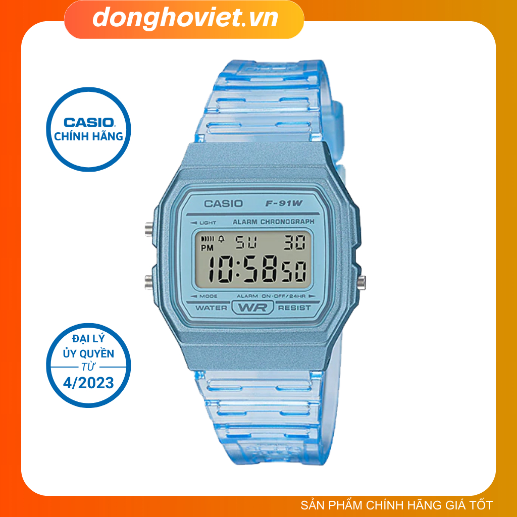 Đồng hồ nữ casio f-91ws-2df I Bấm Giờ - Chống Nước - Lịch Tự Động - Đèn Led [DHV - Donghoviet]