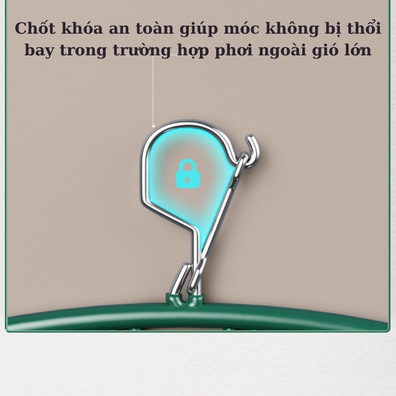 Móc Treo Quần Áo Chống Trượt Chống Gió Móc Phơi Đồ Lót Đa Năng Có Khóa Chống Rơi Bằng Thép Chắc Chắn