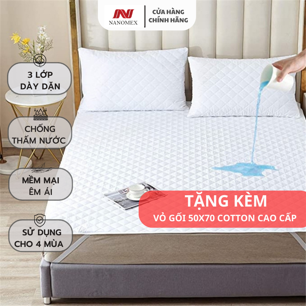 Tấm lót bảo vệ đệm chông thấm nước sử dụng 4 mùa không nóng bí, sột soạt, trải nệm trải sàn