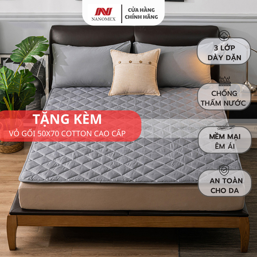 Tấm bảo vệ đệm chống thấm 4 mùa Nanomex - Tấm lót chống thấm nước 3 lớp dành cho bé không gây sột soạt khi nằm