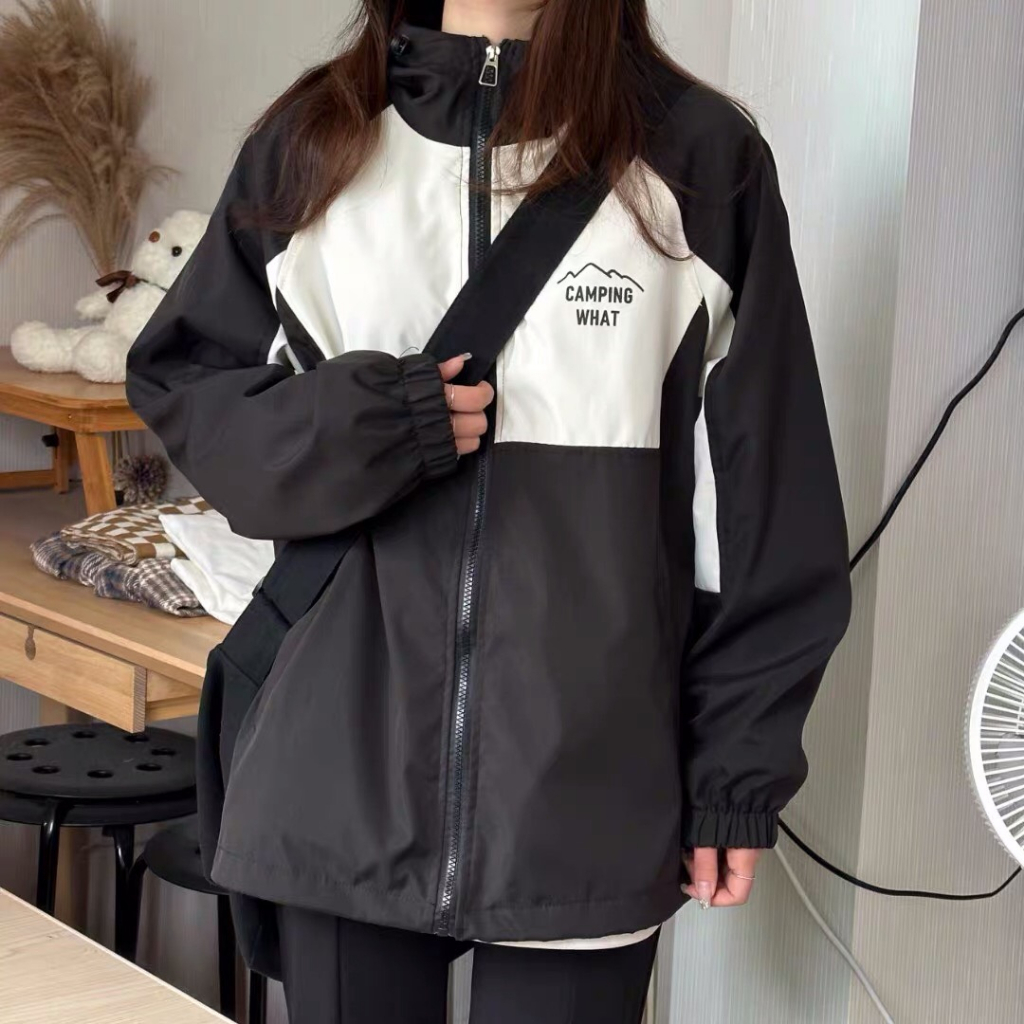 Áo Khoác Dù Jacket Vintage 2 Lớp -  Áo Khoác Gió In CAMPING WHAT Form Unisex Nam Nữ Phong Cách Streetwear Hàn Ulzzang