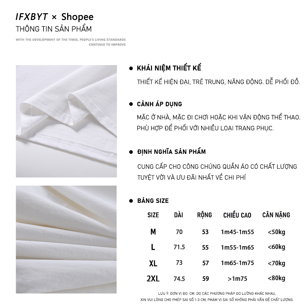 Áo thun unisex IFXBYT Y0186 100% cotton thời trang bigsize