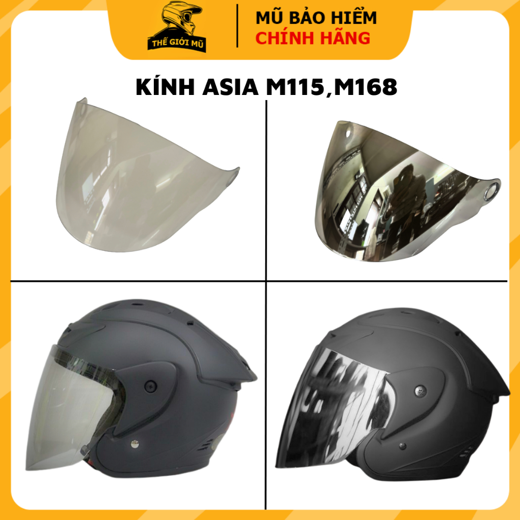 Kính asia MT115,kính mũ bảo hiểm asia MT168,kính thay thế nón bảo hiểm 3/4 asia M168,M115,Grab,bopa,hàng chính hãng asia