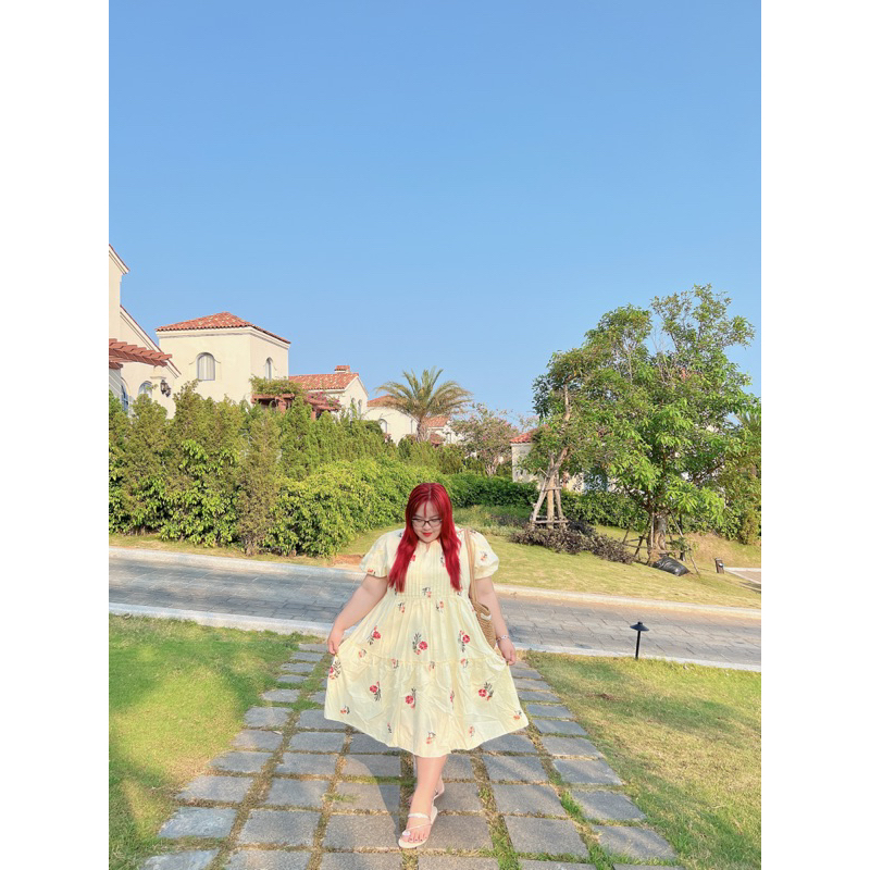 BIGSIZE HIẾU HIẾU ( Đầm babydoll hoa thêu 55-100kg )