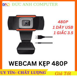 Webcam chân kẹp HD 480P- Học và Làm Việc Online Siêu Rõ Nét- Tích Hợp Micro- Đèn Led Trợ Sáng