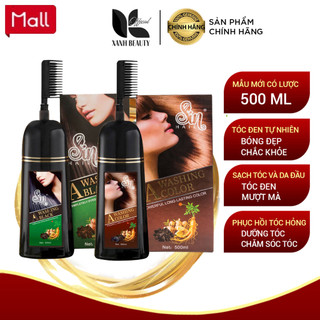 Dầu gội phủ bạc SIN HAIR Nhật Bản chính hãng 500ml, MẪU MỚI CÓ LƯỢC, Dầu gội nhuộm tóc đen, nâu từ nhân sâm tự nhiên