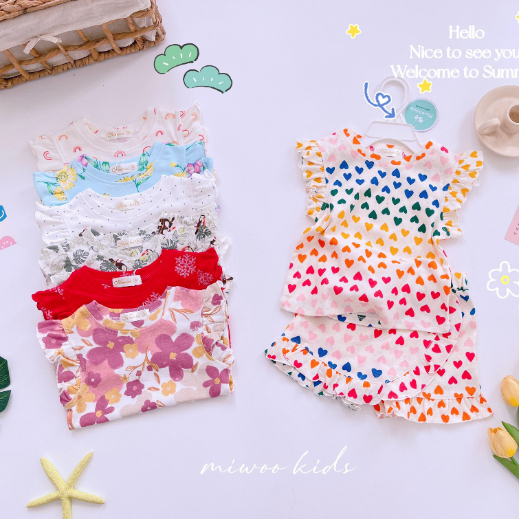 Bộ cánh tiên quần váy Miwookids họa tiết đáng yêu cho bé gái (8-20Kg) - DB34 - DB52