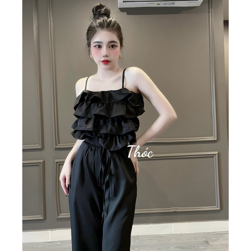 Set áo bèo tầng + quần suông