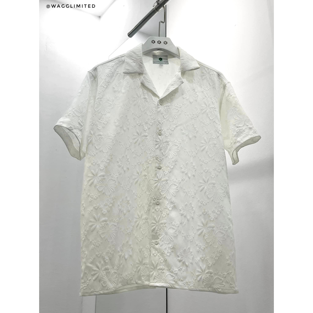 CUBAN SHIRT "series" - Áo sơ mi trắng ngắn tay dập nổi chất lụa
