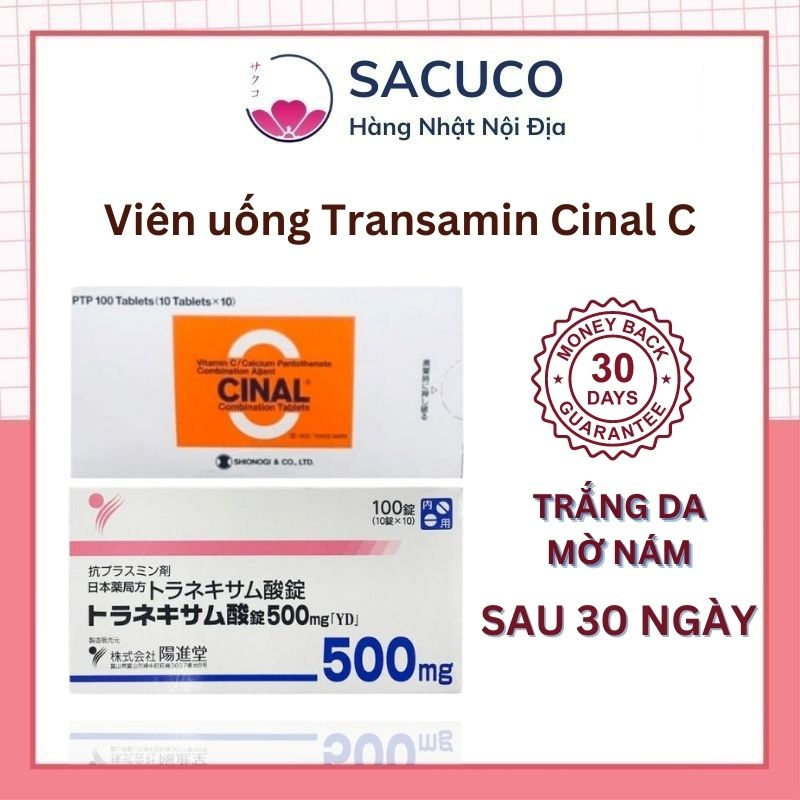 Viên uống Transamin Cinal C trắng da mờ thâm nám 100 viên Nhật Bản