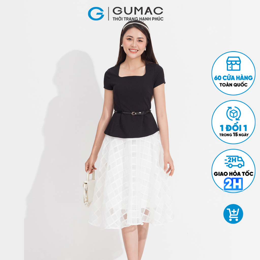 Chân váy xòe lưới vuông GUMAC VD05009