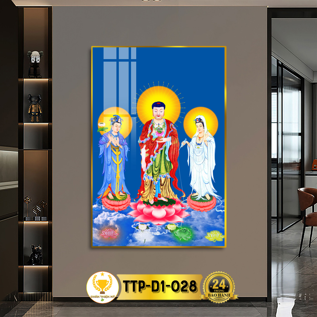 Tranh Phật Treo Tường Tráng Gương Tam Thế Phật CHÂN THIỆN MỸ, Quà Tặng, Trang Trí Phòng Thờ TTP-D1-028