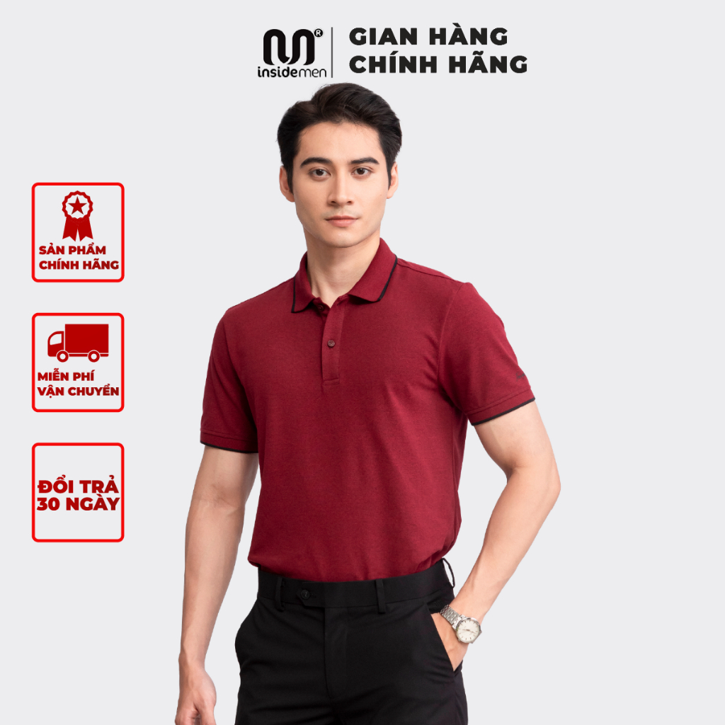 Áo thun polo trơn nam INSIDEMEN vải cotton thoáng mát thấm hút không nhăn cao cấp ngắn tay cực sang trọng IPS040S3