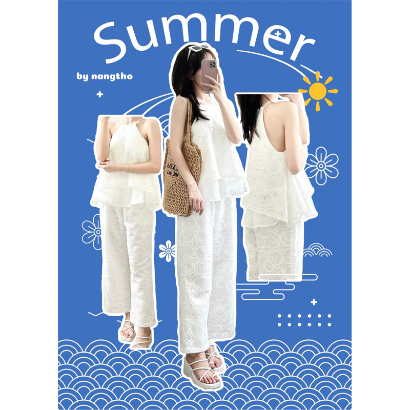 Set áo yếm ren phối quần suông (HÌNH THẬT ĐỘC QUYỀN nangtho.ct) 3980