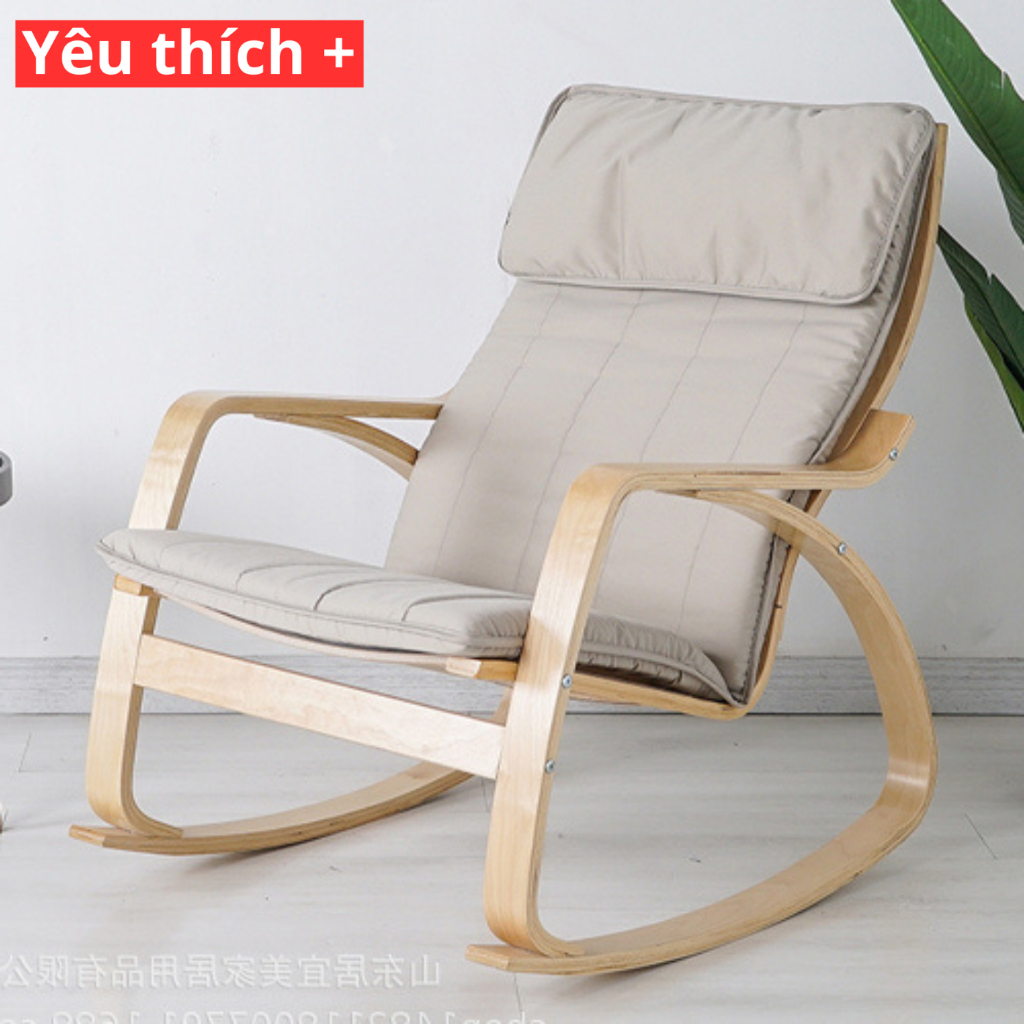 Ghế Bập Bênh Gỗ Bạch Dương Cao Cấp-Ghế Thư Giãn Nghỉ Ngơi Đọc Sách Báo Nhiều Màu Sắc Lựa Chọn
