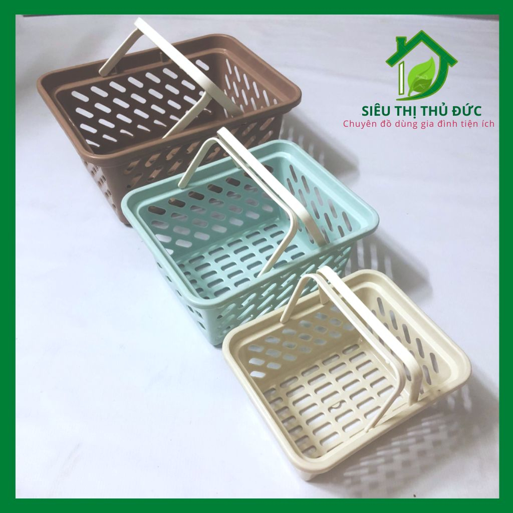 Rổ Chữ Nhật Có Quai, Giỏ Nhựa Đựng Đồ Dùng Phòng Tắm Mỹ Phẩm Quai Xách Tiện Lợi