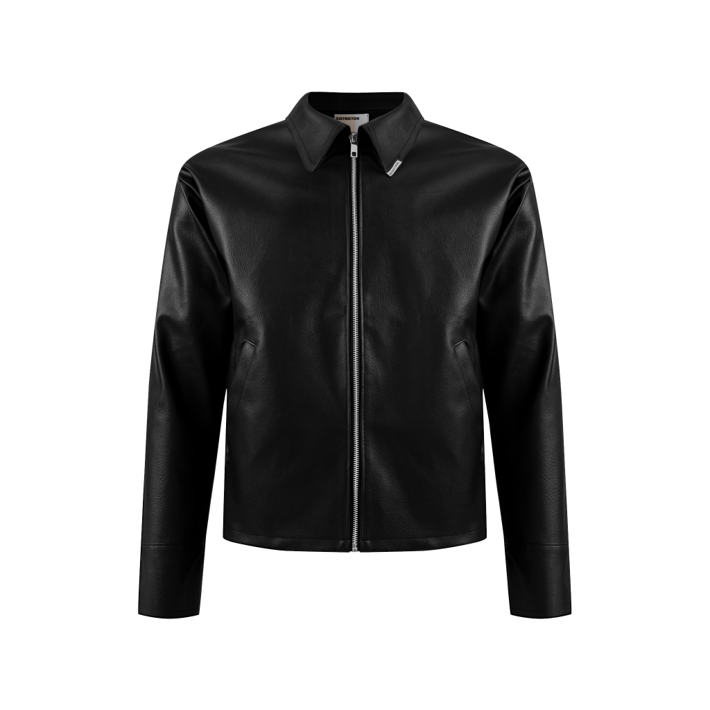 Áo khoác da đen mùa hè local brand Destruction jacket form dáng boxy