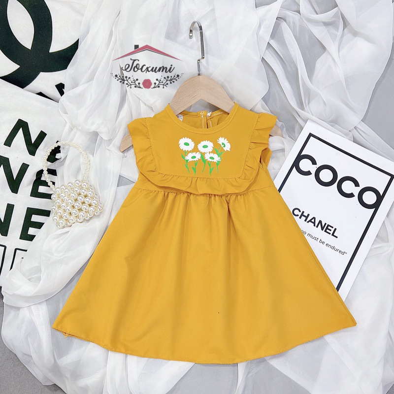 Váy cổ bèo hoa cúc 4 màu xinh yêu cho bé gái - Tocxumi