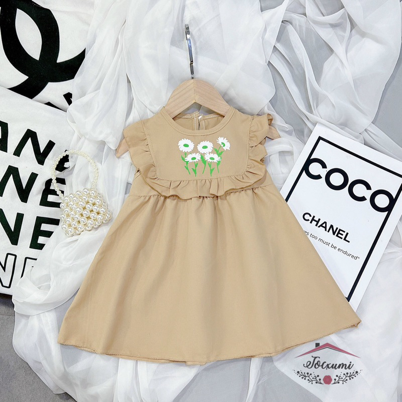 Váy cổ bèo hoa cúc 4 màu xinh yêu cho bé gái - Tocxumi