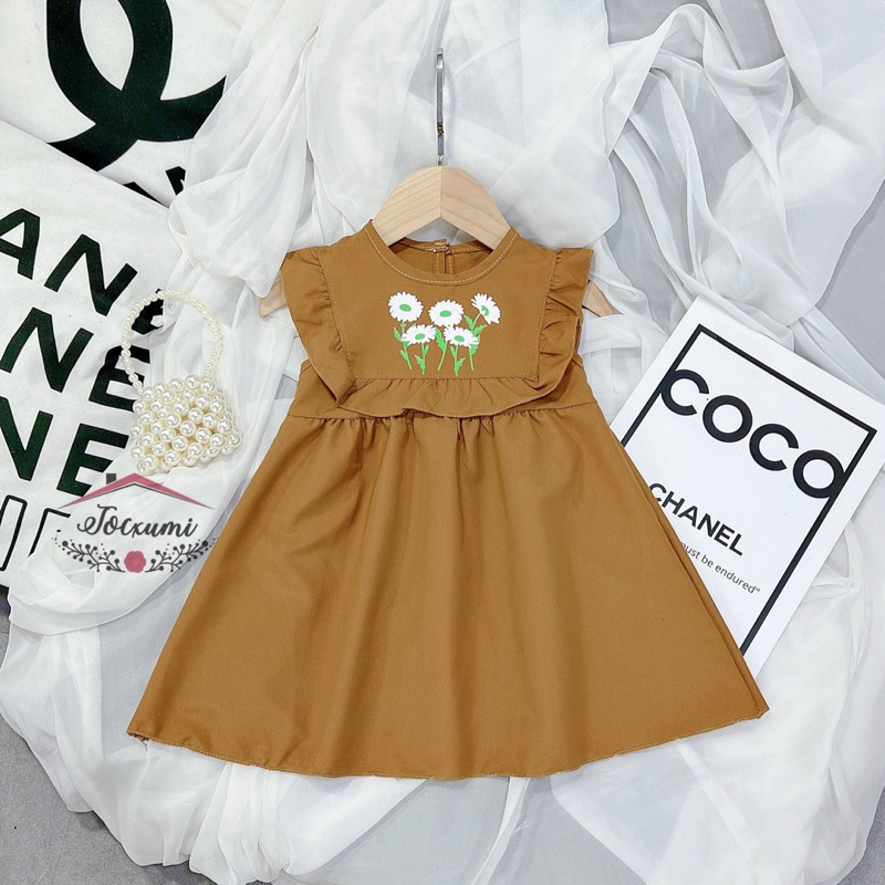 Váy cổ bèo hoa cúc 4 màu xinh yêu cho bé gái - Tocxumi