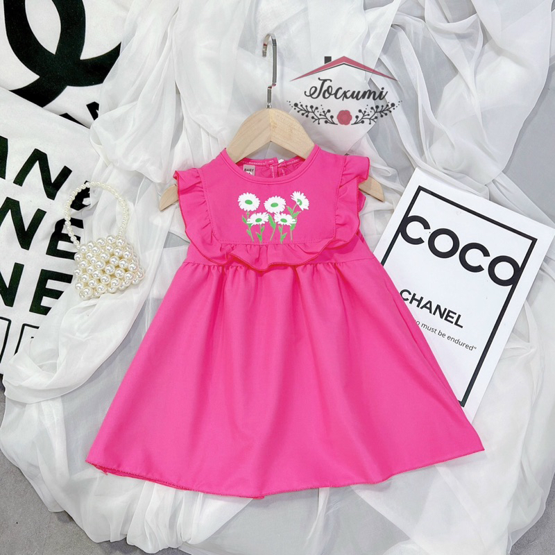 Váy cổ bèo hoa cúc 4 màu xinh yêu cho bé gái - Tocxumi