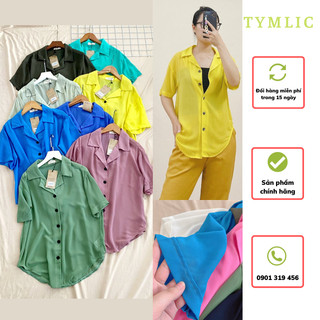 Áo sơ mi voan mỏng ngắn tay nhiều màu tymlic