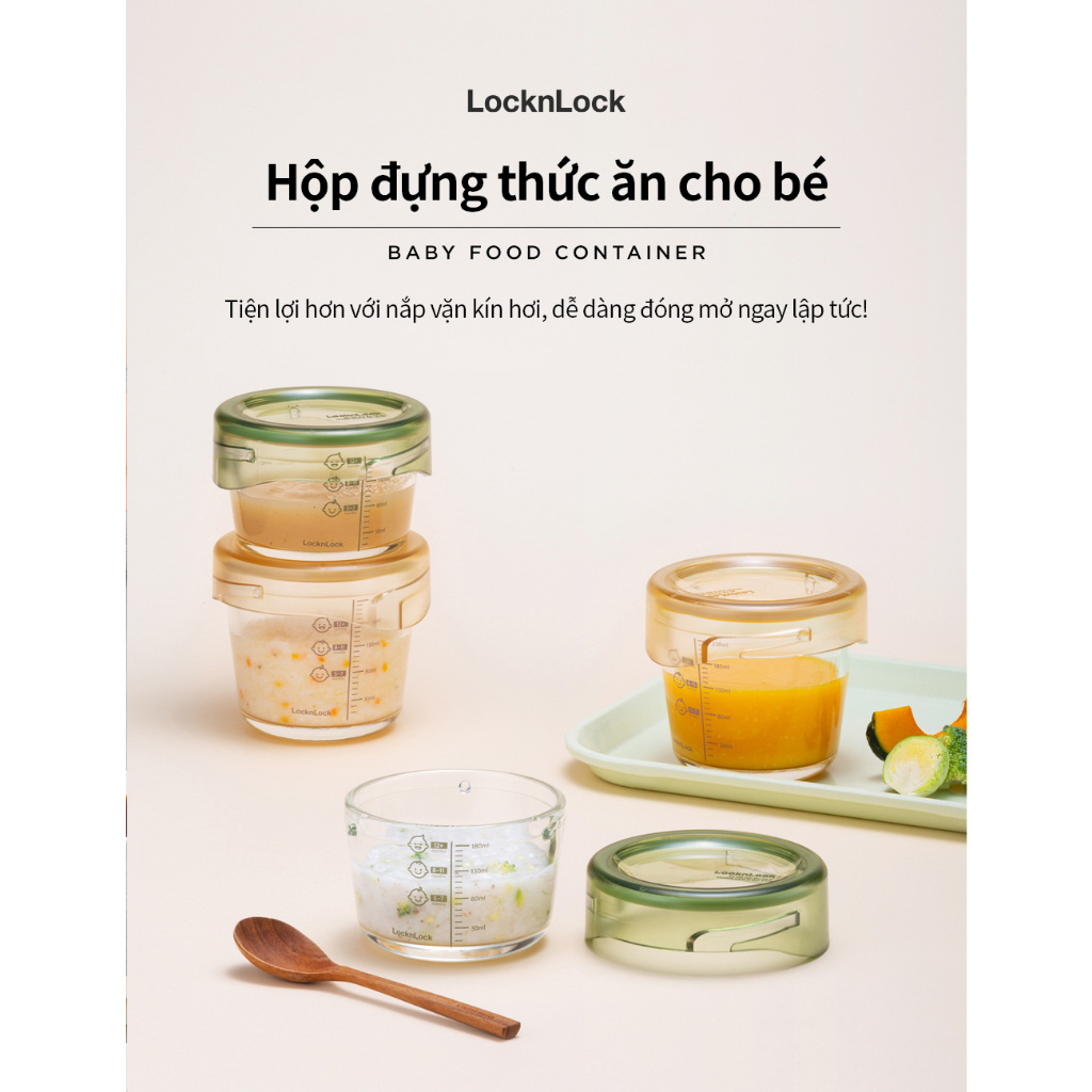 Hộp đựng thức ăn cho bé LocknLock Baby Food Container 280ml bằng thủy tinh borosilicate và nhựa tritan LLG542S3 - K-MALL