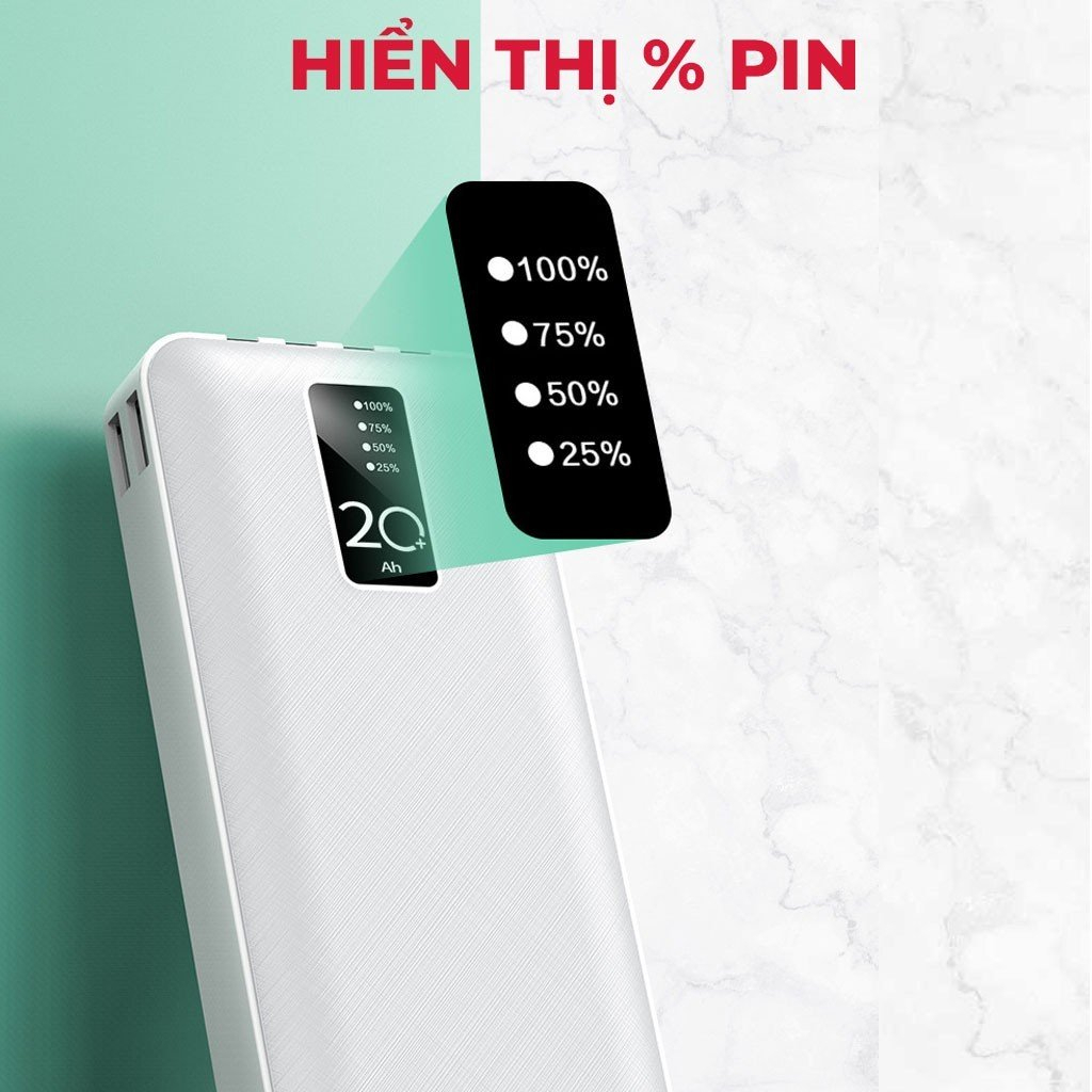 Pin Sạc Dự Phòng 20.000mAh PIXLINK - 2 Cổng Sạc Vào Type-C/Micro Tích hợp sẵn 4 đầu sạc chuyên dụng tiện lợi