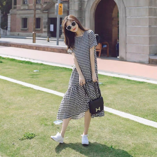 Đầm maxi caro đuôi cá lệch tà (kèm hình thật)