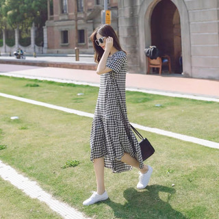Đầm maxi caro đuôi cá lệch tà (kèm hình thật)