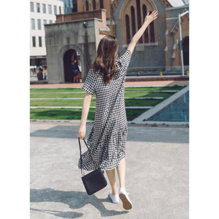 Đầm maxi caro đuôi cá lệch tà (kèm hình thật)
