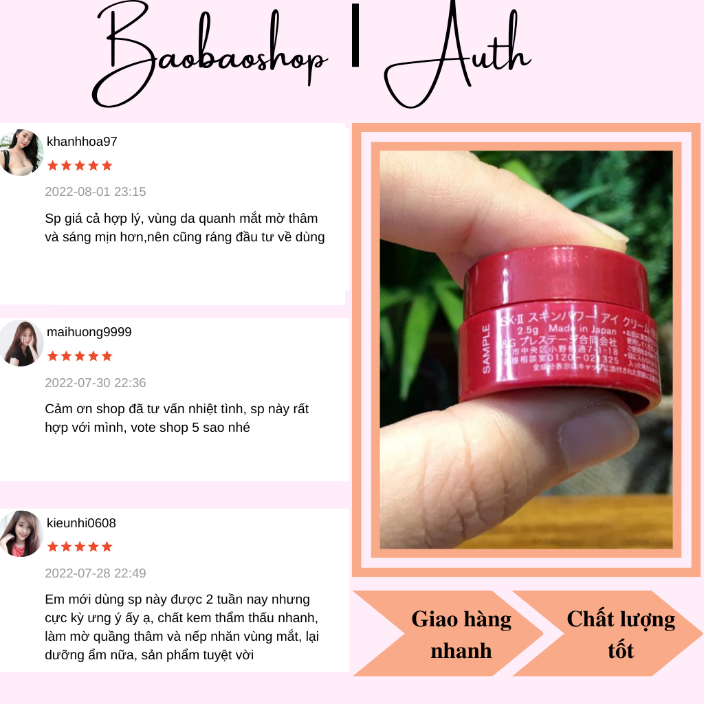 Kem Mắt SKII mini 2.5gr và 15gr Mẫu Mới 2021 SK2 Skin Power Eye Cream