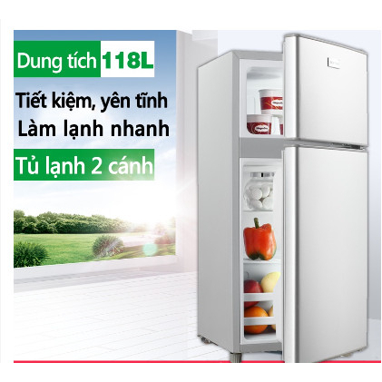 Tủ lạnh 2 ngăn 118 lít, Tủ Lạnh Mini ngăn đá và ngăn lạnh giữ đồ luôn tươi mới, Tủ Nhỏ gọn dung tích lớn