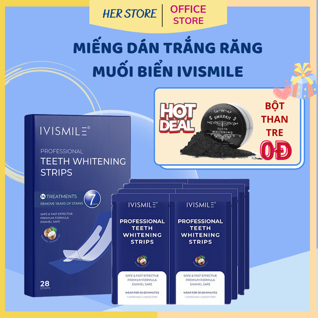 Miếng dán trắng răng IVI SMILE, Miếng dán răng an toàn không gây cảm giác ê buốt | BigBuy360 - bigbuy360.vn