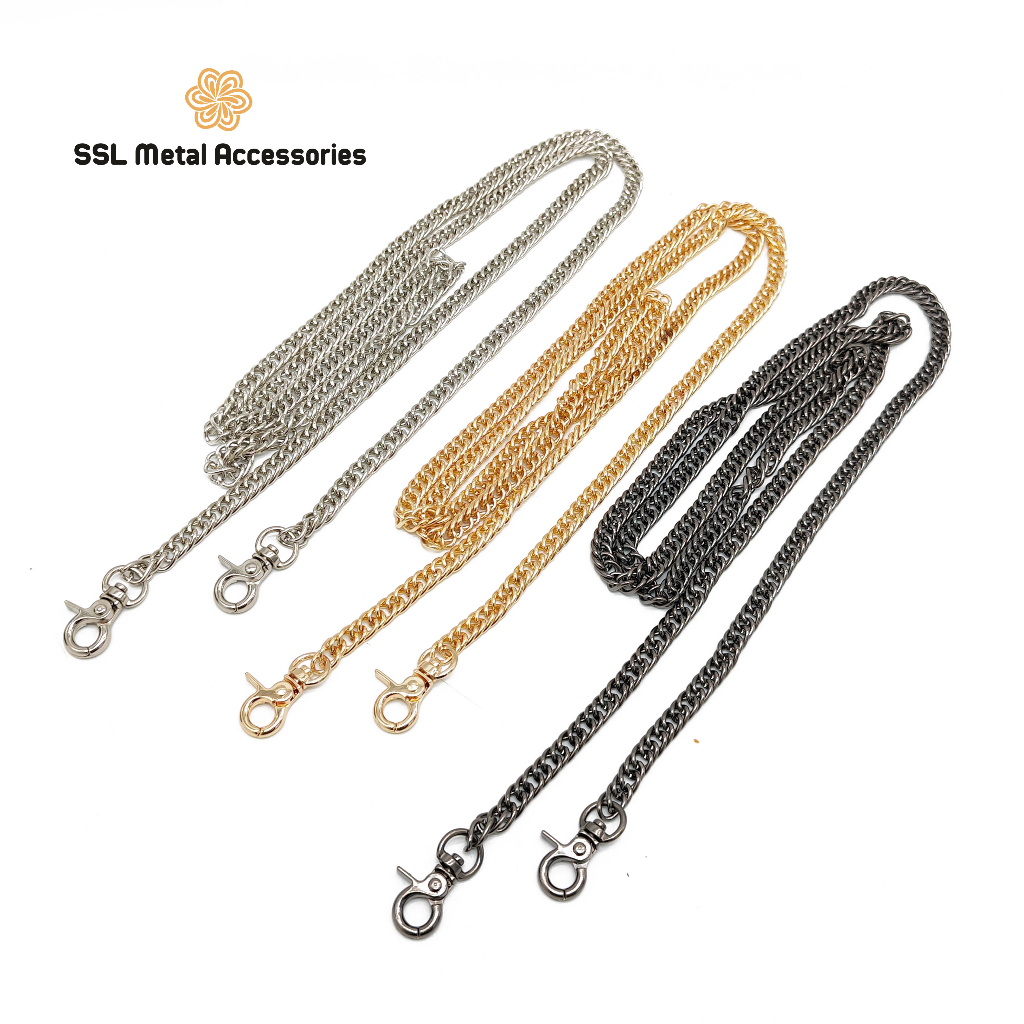Dây xích thời trang mới bằng kim loại xích đôi đan chéo cho túi xách dày 7mm XHL-C06