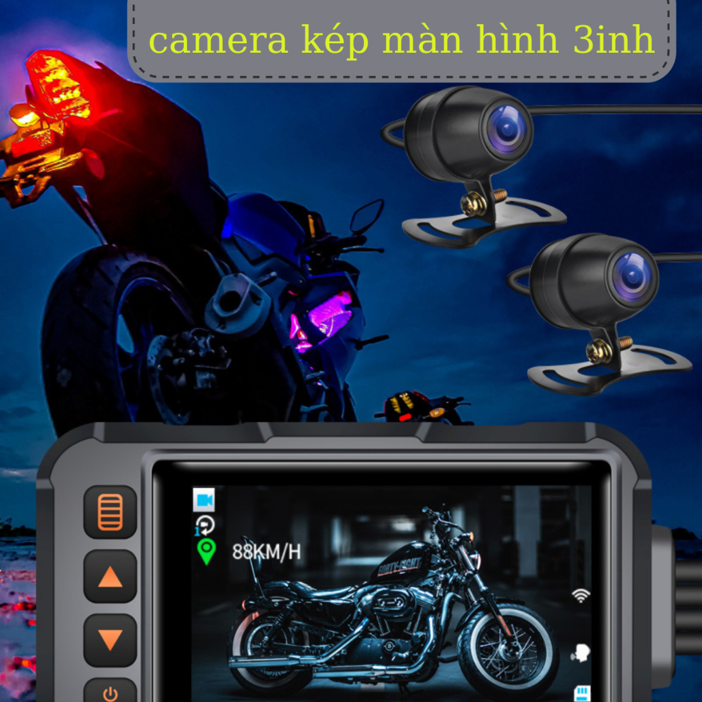 Camera hanh trình xe máy, ô tô HD 1080P điều khiển bằng giọng nói thông minh GPS camera đi xe WIFI không thấm nước