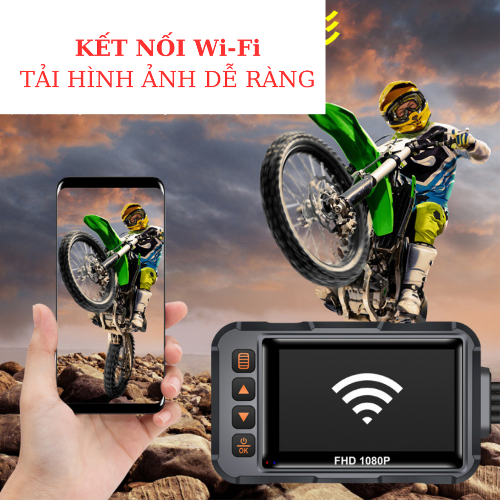 Camera hanh trình xe máy, ô tô HD 1080P điều khiển bằng giọng nói thông minh GPS camera đi xe WIFI không thấm nước