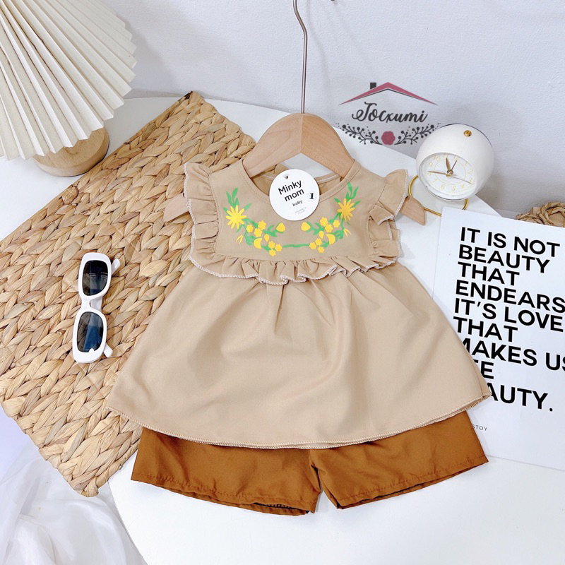 Set bộ cổ bèo hoa lá 4 màu xinh yêu cho bé gái - Tocxumi