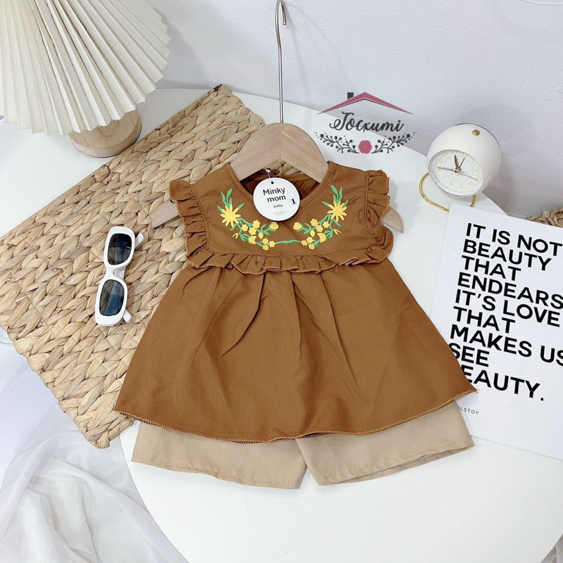 Set bộ cổ bèo hoa lá 4 màu xinh yêu cho bé gái - Tocxumi