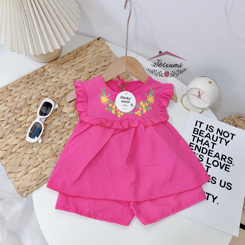 Set bộ cổ bèo hoa lá 4 màu xinh yêu cho bé gái - Tocxumi