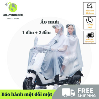 Áo mưa Cánh Dơi nhựa vi sinh trong suốt có kính che mặt thiết kế thời trang cánh dơi 1 đầu+2 đầu
