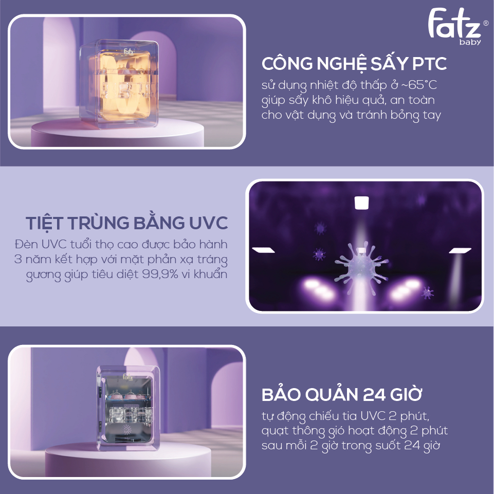 Máy Tiệt Trùng Sấy Khô Cao Cấp 18L UVC - KING 4 - FB4777ZD Có Khóa An Toàn Cho Bé Lamkids