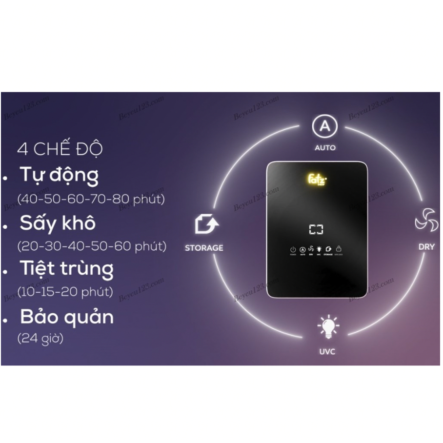 Máy Tiệt Trùng Sấy Khô Cao Cấp 18L UVC - KING 4 - FB4777ZD Có Khóa An Toàn Cho Bé Lamkids