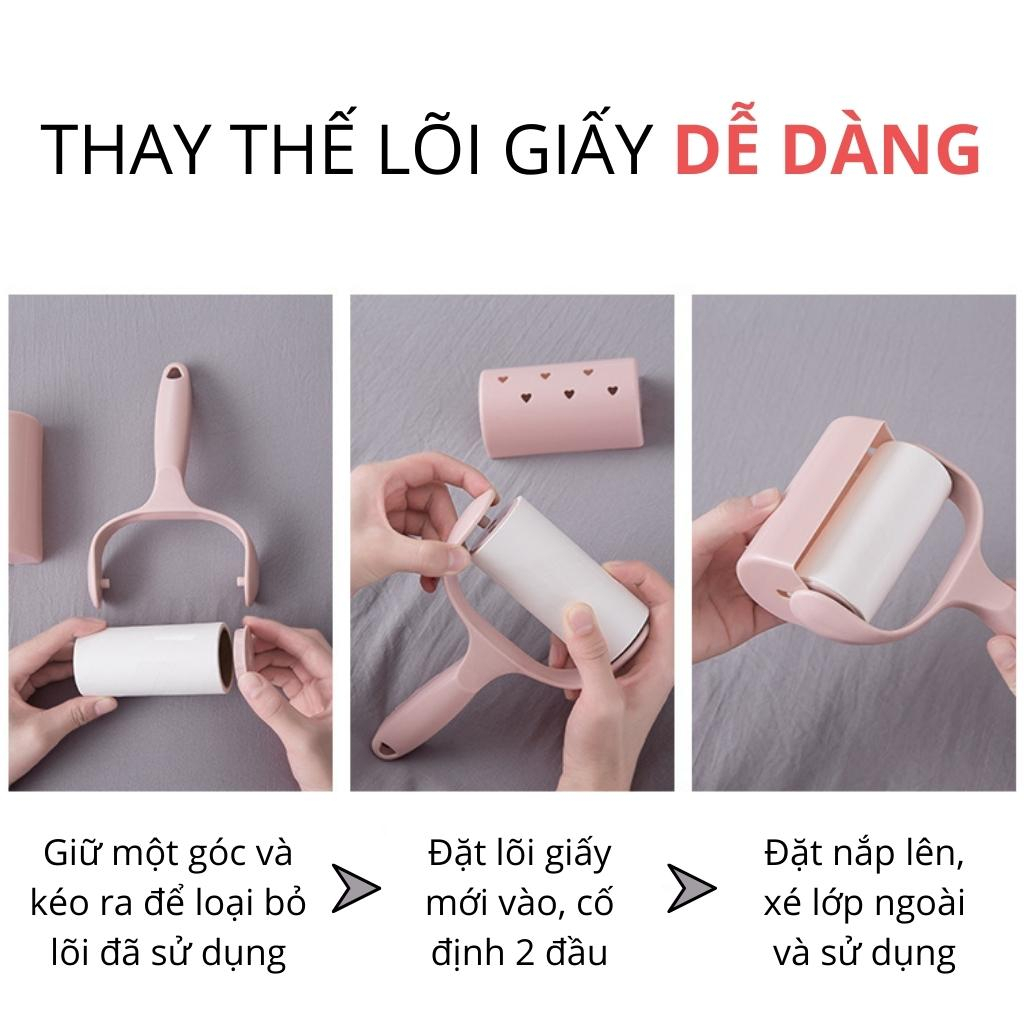 Cây lăn bụi quần áo, Lông thú cưng, Lông xơ ga giường, ghế sofa, Lõi giấy 60 miếng, Làm sạch hiệu quả, Thay lõi dễ dàng