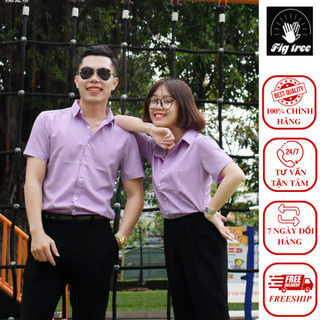 Áo Sơ Mi FIGTREE Màu Tím Cà Tay Ngắn Nhã Nhặn Sang Trọng