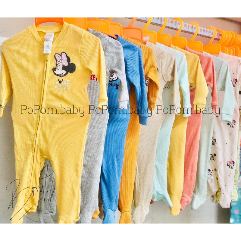 Body sleep cotton sleepsuit kéo khoá Disney Baby cao cấp xuất xịn size 3-6-9m