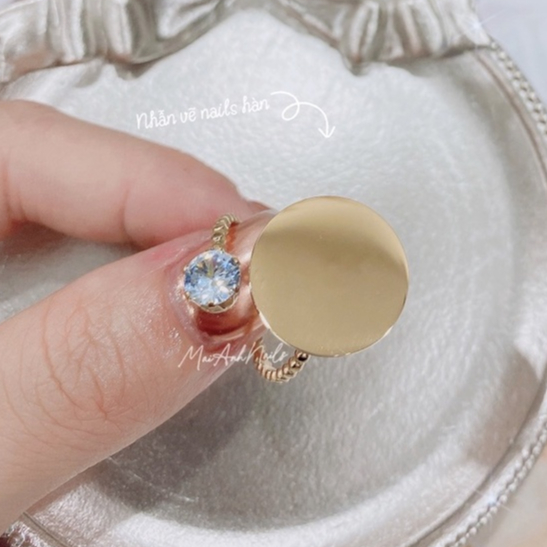 Nhẫn Pallet cao cấp Hàn quốc - Nhẫn pha màu vẽ nail 2 màu Gold & Silver 18mm MaiAnhNails