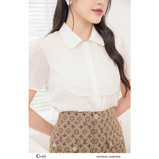 Áo sơ mi trắng lụa tay cộc cổ bèo tiểu thư Orchid - BH2S493