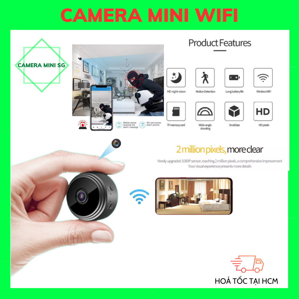 Camera Mini Wifi Tải App Về Để Sử Dụng Trên Điện Thoại Hỗ Trợ Thu Âm Tự Động Lưu Video
