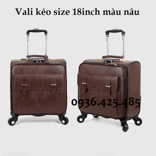 Vali kéo doanh nhân cao cấp da Pu nâu/ đen size 18 inch- Vali kéo du lịch 18 inch